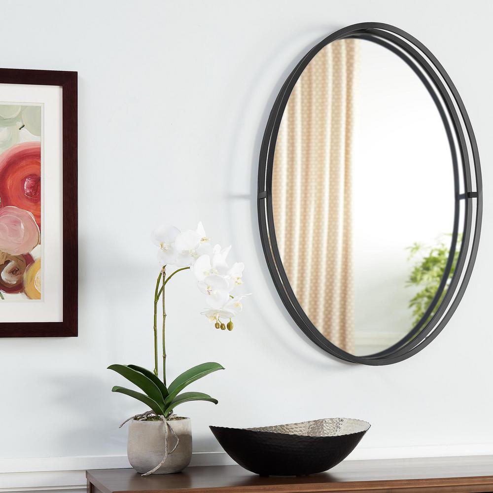Stylewell 30 In X 20 Oval Framed Black Metal Accent Mirror Oval Framed Black Metal Accent Mirror