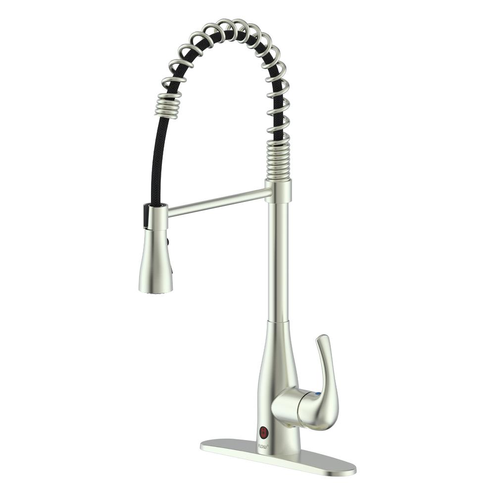 Flow Motion Activated Single Handle Pull Down Sprayer Kitchen Faucet In Brushed Nickel 3 Pack Ub7000bn 3 The Home Depot