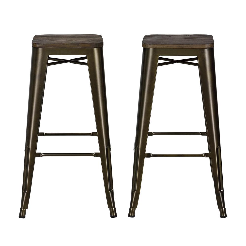 Dhp Penelope 30 In Antique Bronze Bar Stool With Wood Seat Set Of Dhp Penelope 30 In Antique Bronze Bar Stool With Wood Seat Set Of 2