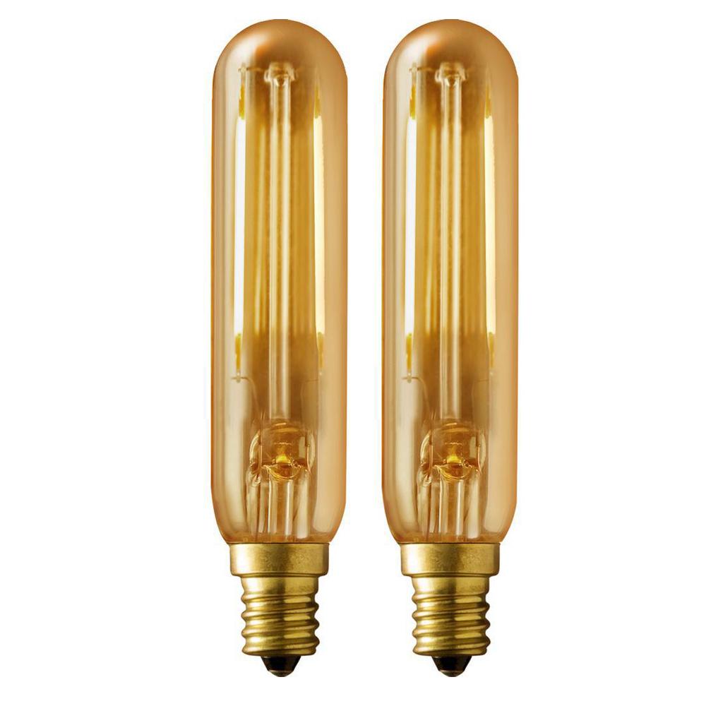 Edison Light Bulbs Lighting The Home Depot 40w Equivalent Warm White T6 Amber Lens Vintage Tubular Dimmable Led