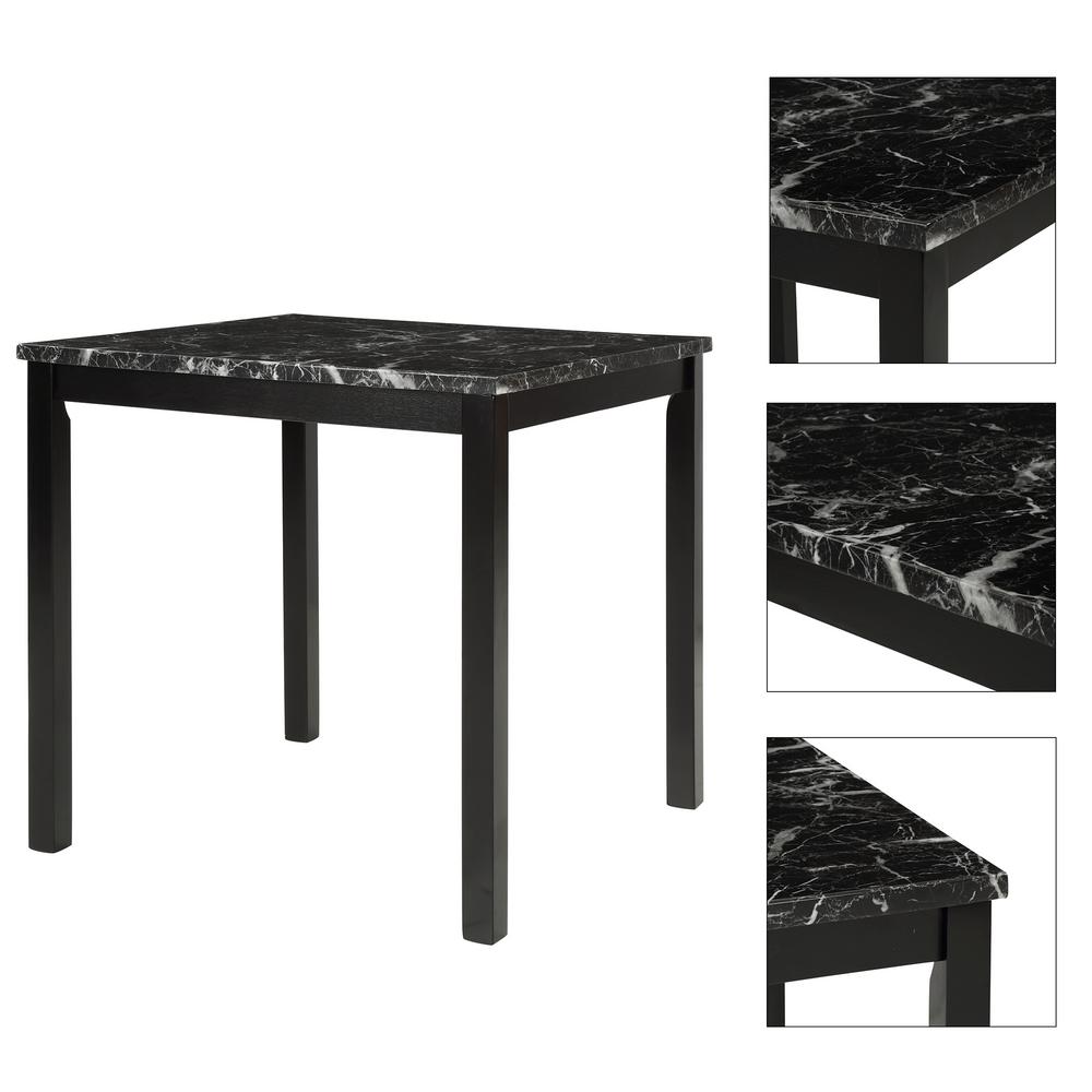 Harper & Bright Designs 5-Piece Kitchen Table Set Black Faux Marble Top