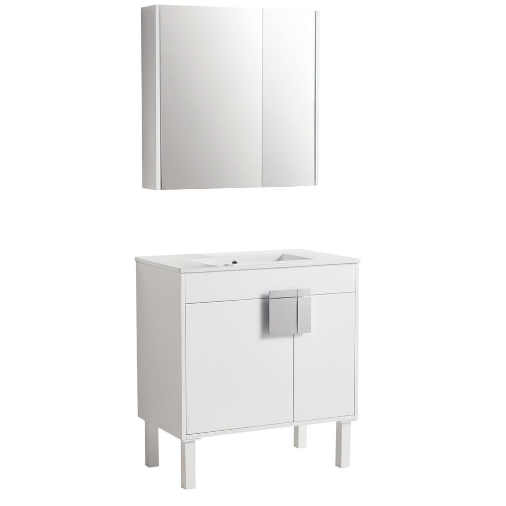 Bnk 30 In W X 18 In D X 34 25 In H Bath Vanity Set With Porcelain Vanity Top In White With Sink And 2 Door Mirror Cabinet Bnk Bcb2130wh The Home Depot