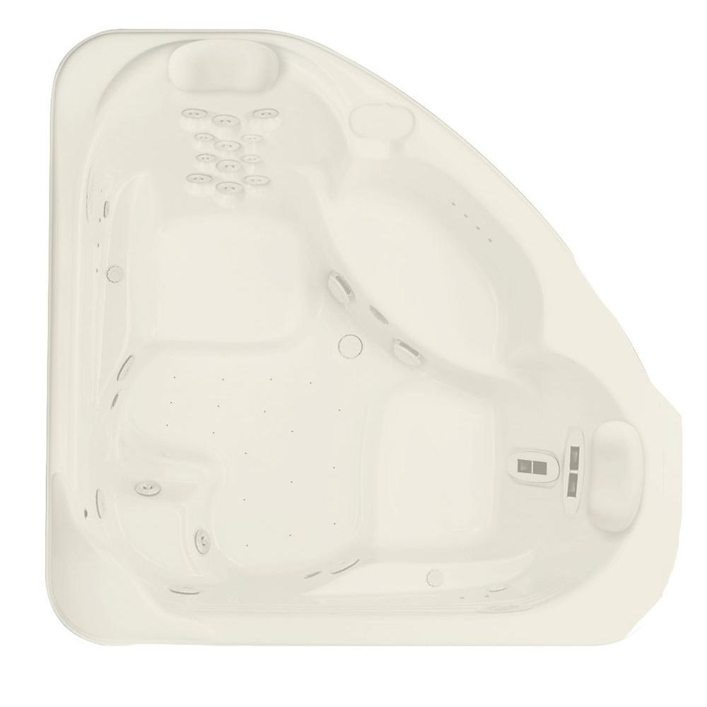 Aquatic Millennium 8 - 72 in. Acrylic Center Drain Corner Drop-In Air Bath/ Whirlpool Bathtub with Heater in Biscuit For Sale