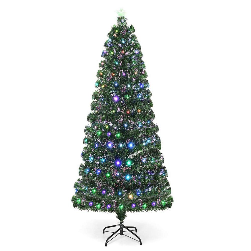 VEIKOUS 6 ft. Prelit Artificial Christmas Fiber Optic Tree Christmas ...