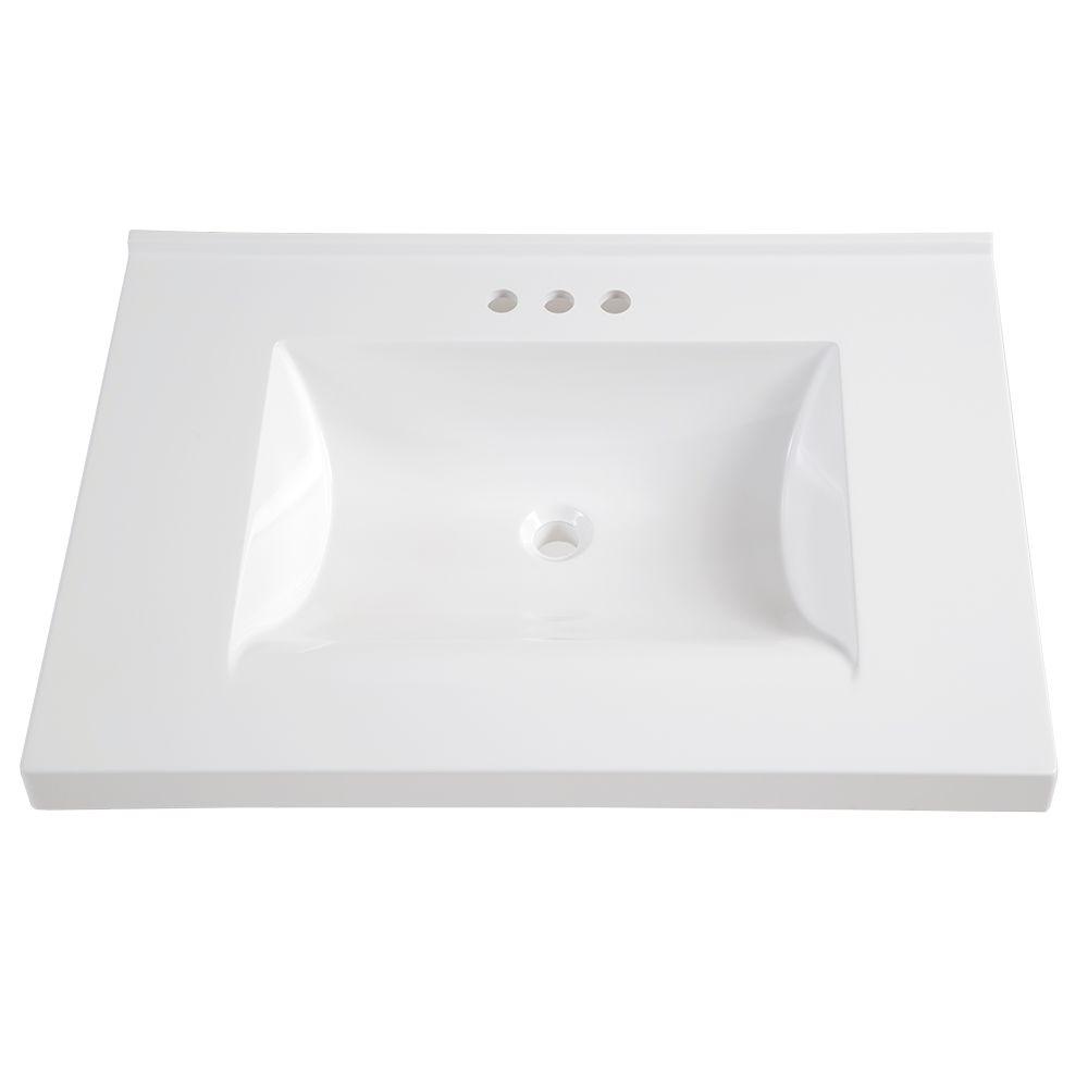 D Cultured Marble Vanity Top In White, 31 Inch Bathroom Vanity Tops