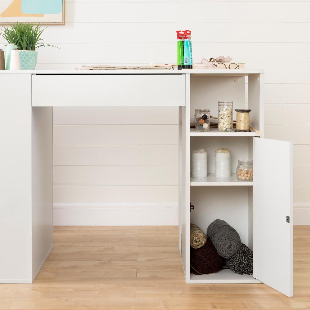 South S Crea Pure White Counter Height Craft Table With Pure White Counter Height Craft Table