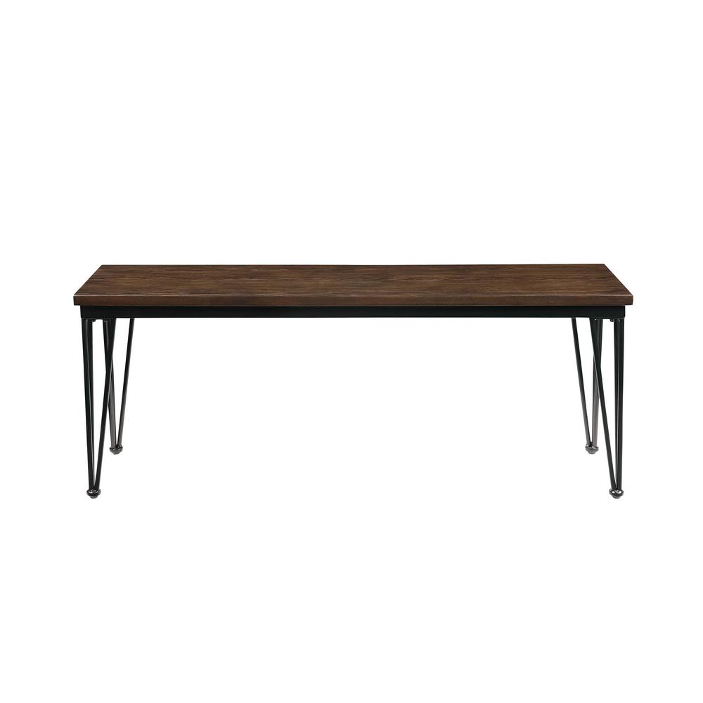 Acme Furniture Garron Walnut And Black Bench 70738 The Home Depot Garron Walnut And Black Bench