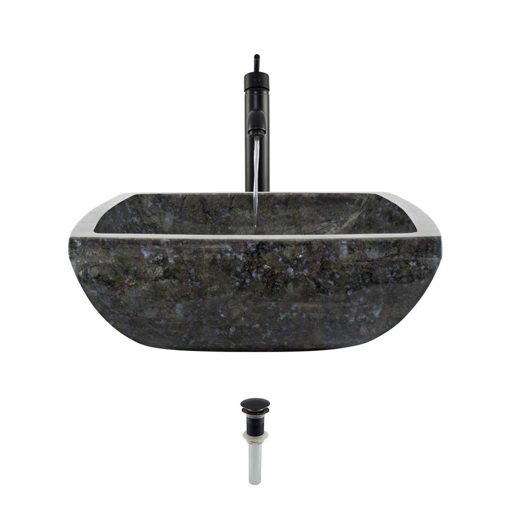 Mr Direct Stone Vessel Sink In Erfly Blue Granite With 718 Faucet And Pop Up Drain Antique Bronze