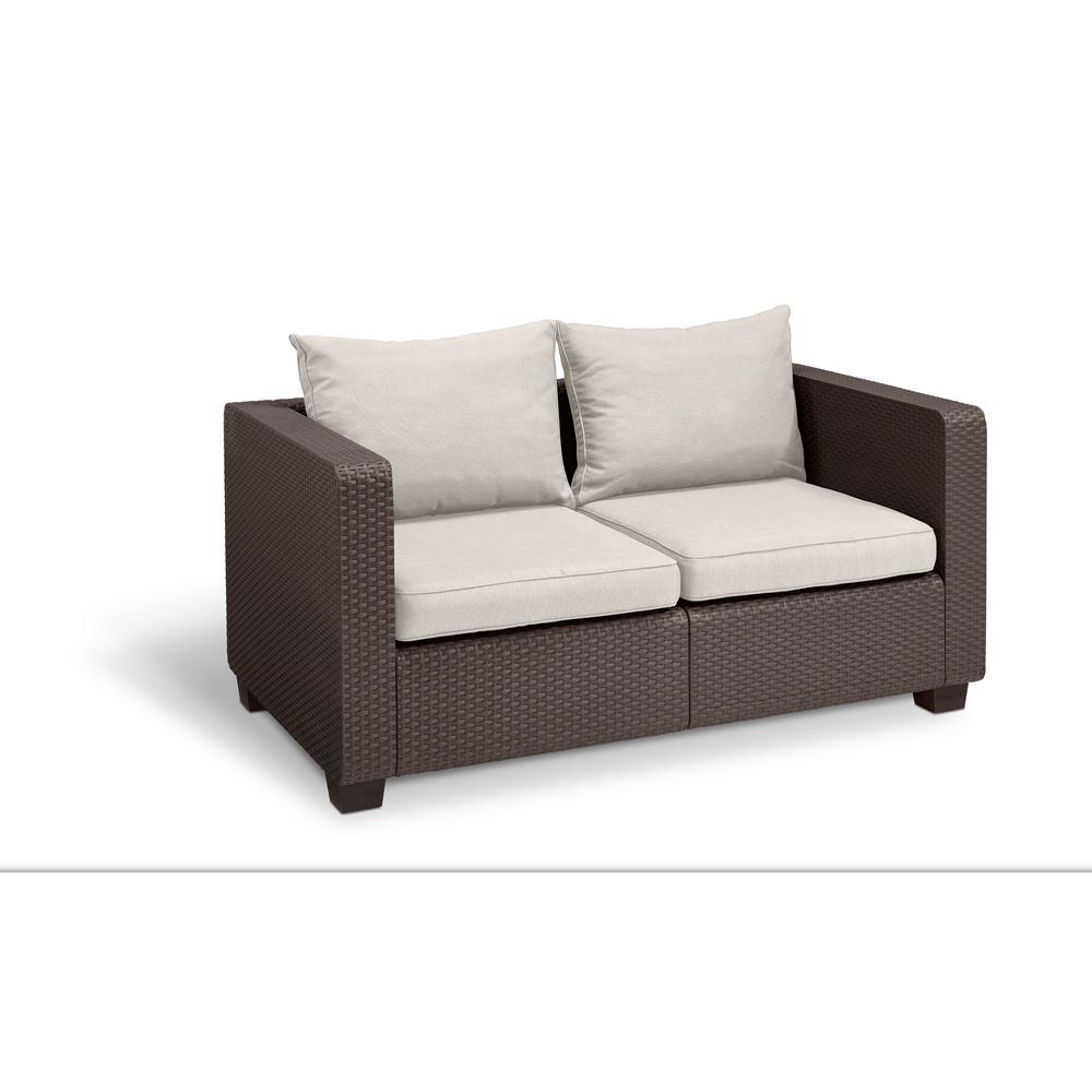 Plastic Outdoor Loveseats Lounge Furniture The Home Depot Salta Brown Resin Plastic Outdoor Loveseat
