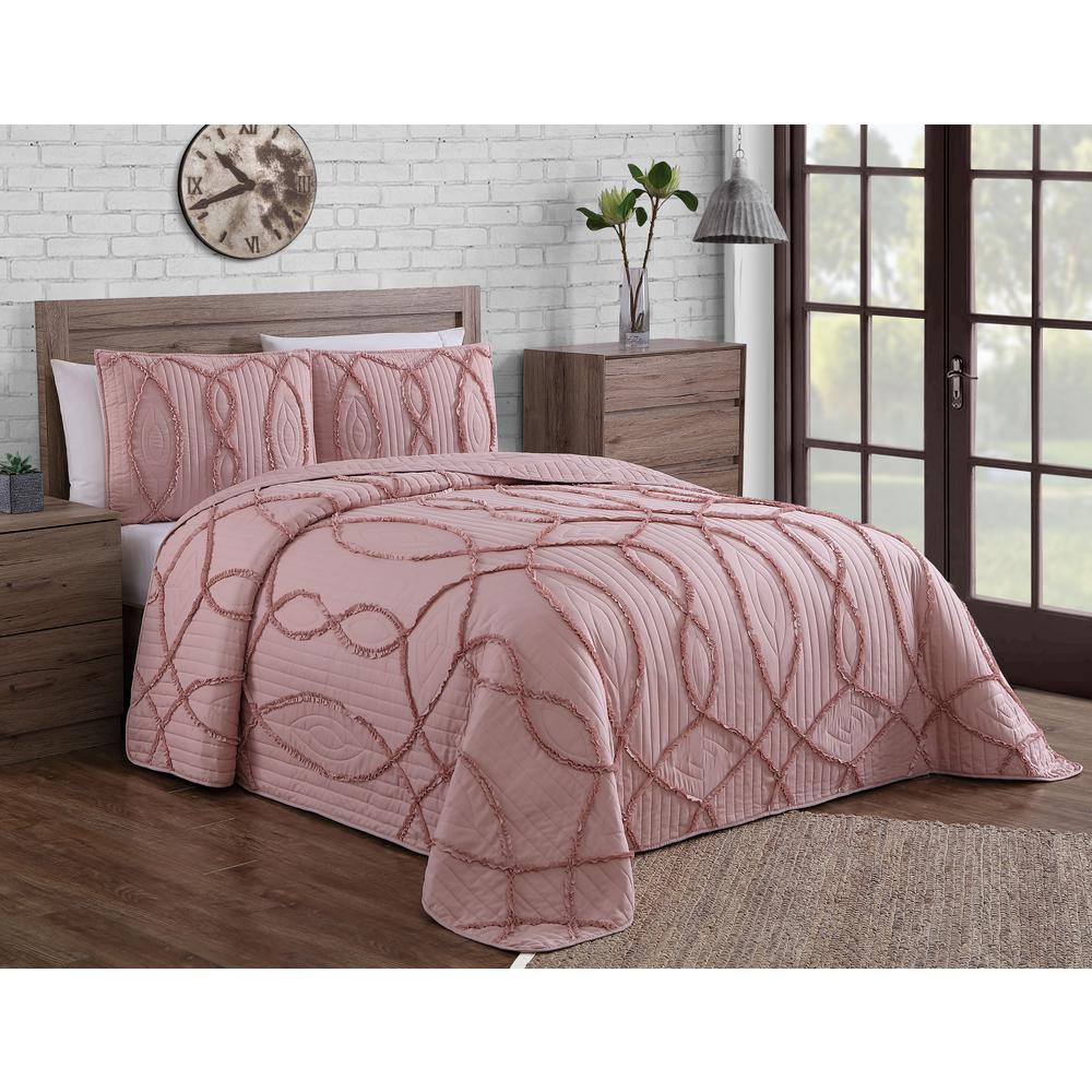 Sonora Ruffle Blush Queen Quilt Set 3 Piece Son3qtquenghbh The