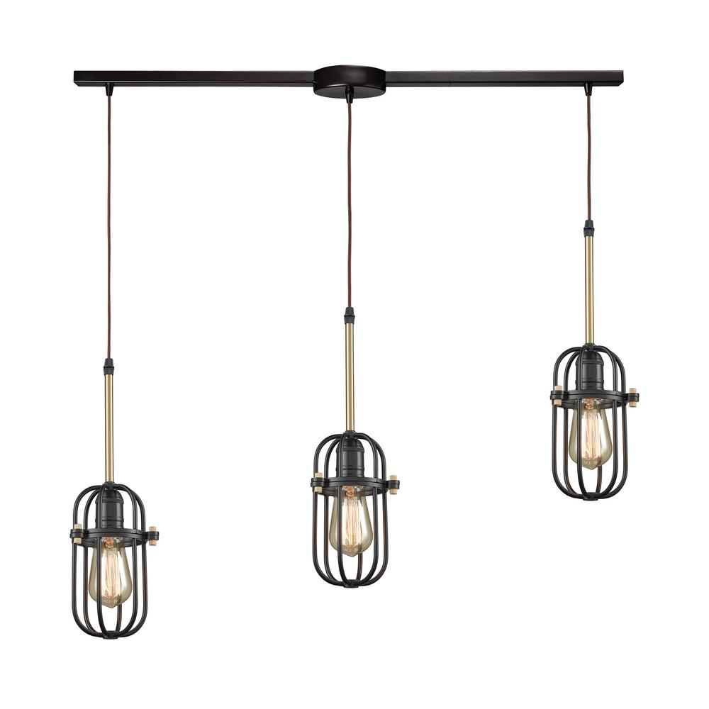 Titan Lighting Binghamton 3 Light Linear Bar In Oil Rubbed Bronze Titan Lighting Binghamton 3 Light Linear Bar In Oil Rubbed Bronze And Satin Brass Pendant