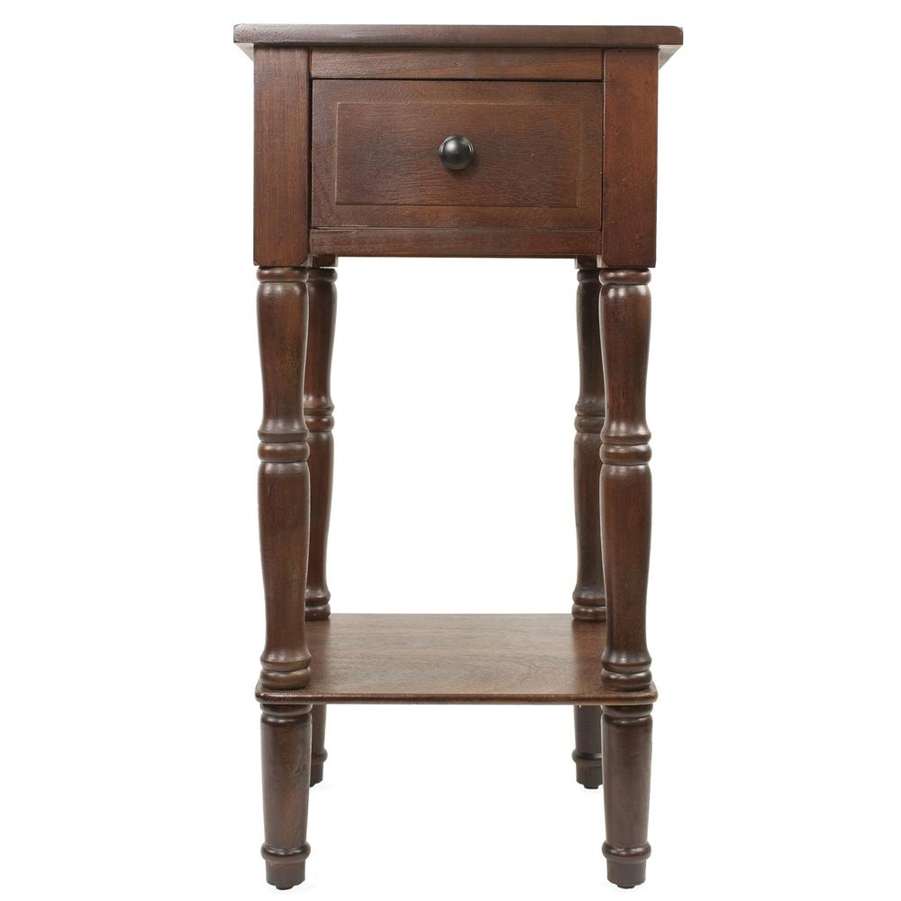 Decor Therapy Simplify Walnut 1 Drawer End Table Fr1552 The Home Depot Decor Therapy Simplify Walnut 1 Drawer End Table