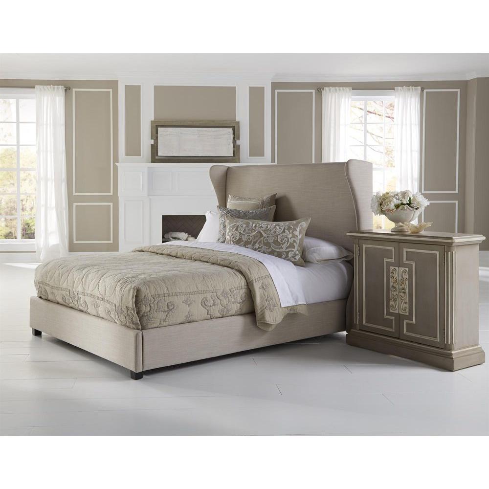 PRI Cream Queen Upholstered Bed-DS-1882-BR-K1 - The Home Depot