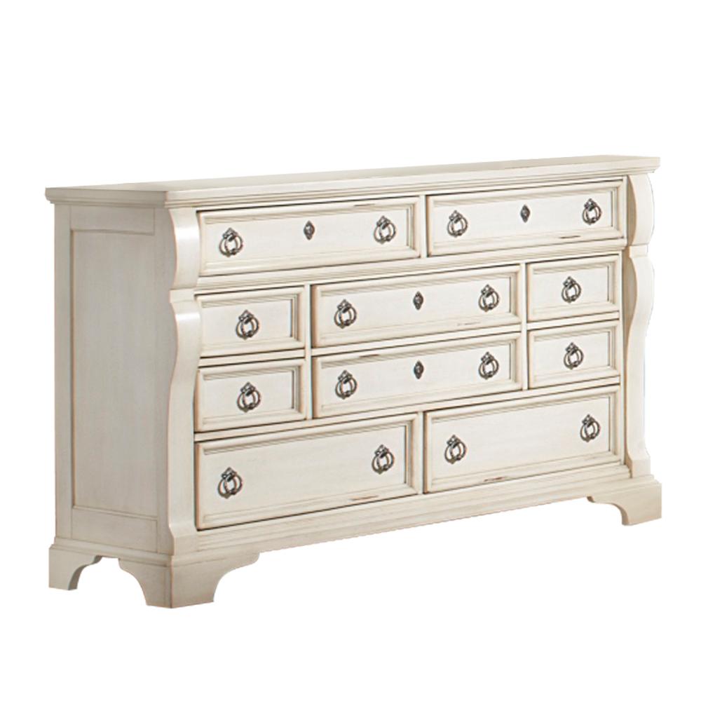 Progressive Furniture Willow 9 Drawer Distressed White Dresser