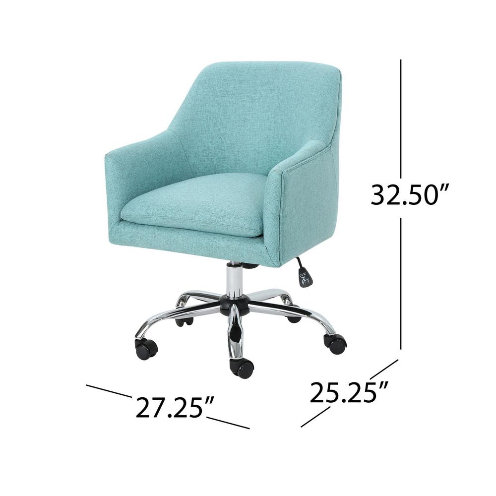 Noble House Johnson Mid Century Modern Blue Fabric Adjustable Home Office Chair With Wheels 53039 The Home Depot