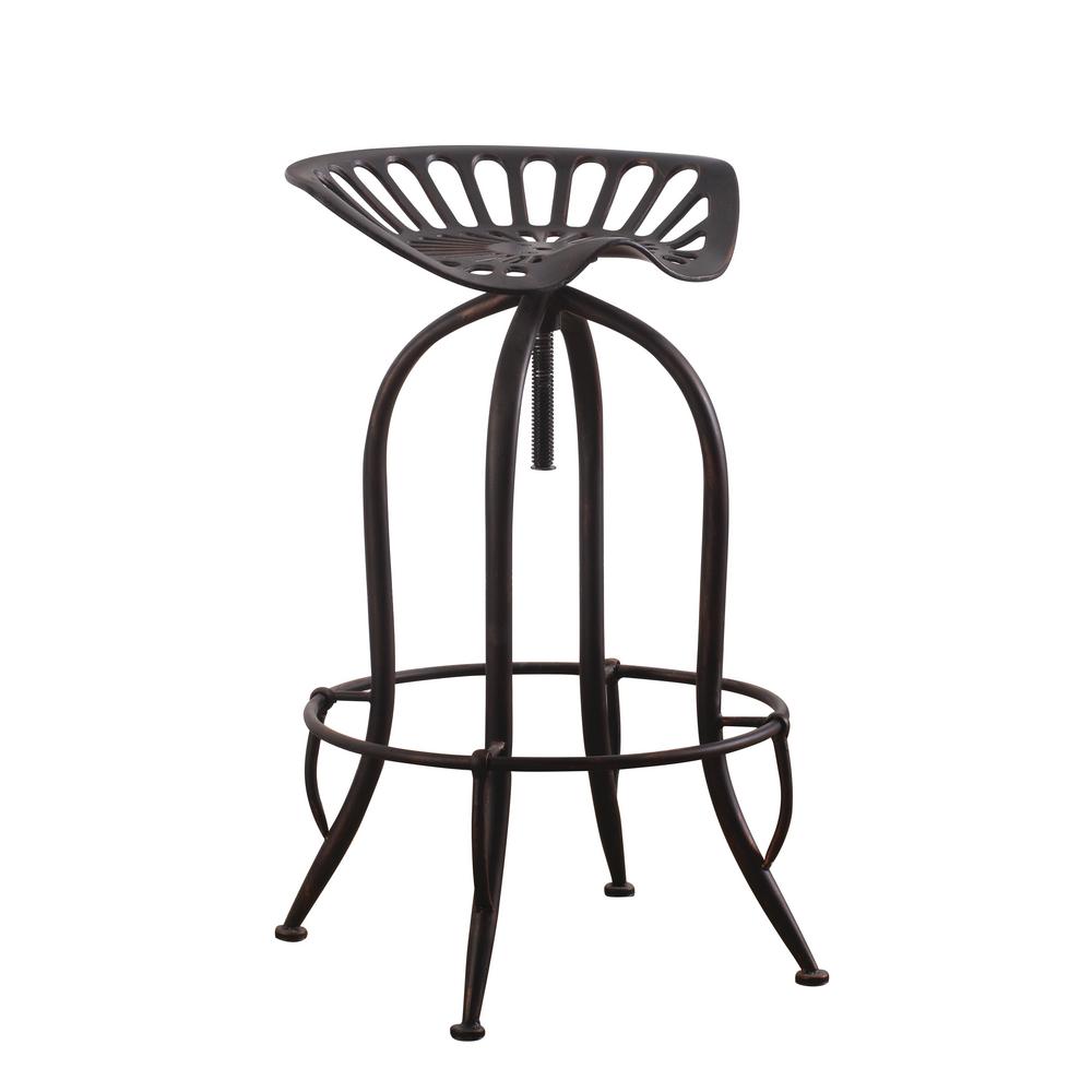 Coaster Home Furnishings Metal Tractor Seat Adjustable Bar Stool Antique Black 104949 The Home Depot