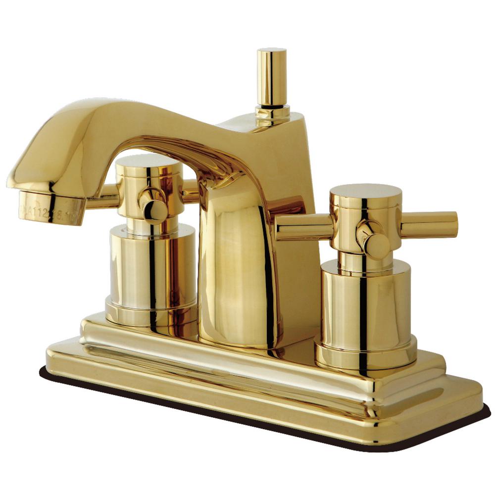 Kingston Brass Concord 4 In Centerset 2 Handle Bathroom Faucet In Polished Brass Hks8642dx 1648