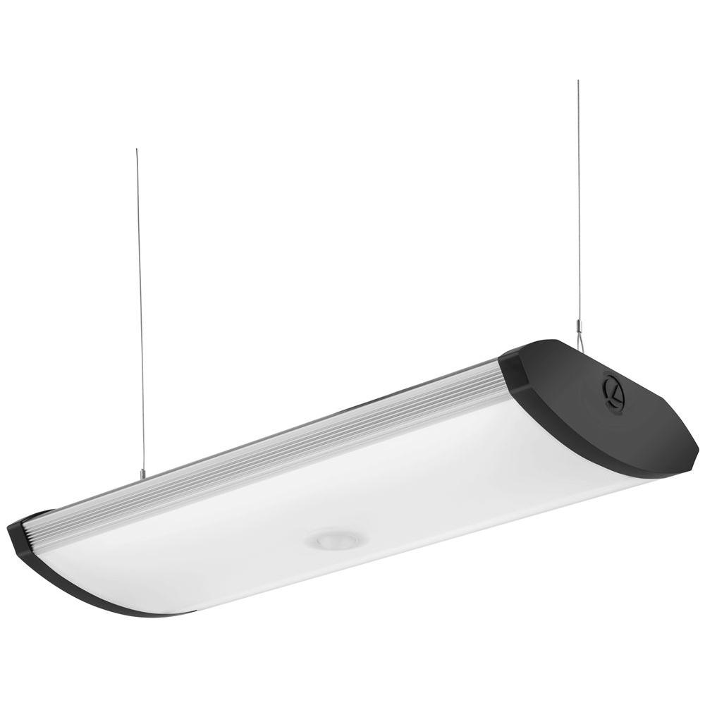 Lights Commercial Lighting The Home Depot Black Indoor Integrated Led Garage Light With Motion Sensor Flushmount
