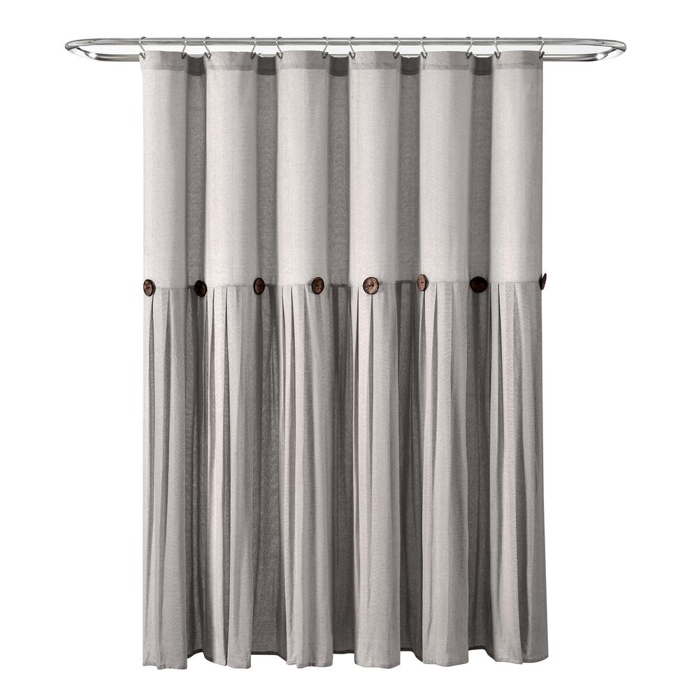 Lush Decor 72 in. x 72 in. Gray Single Linen Button Shower Curtain16T005781 The Home Depot