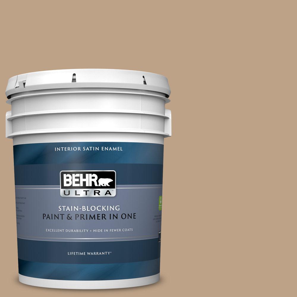 BEHR ULTRA 5 Gal. #PPU4-05 Basketry Satin Enamel Interior Paint And ...