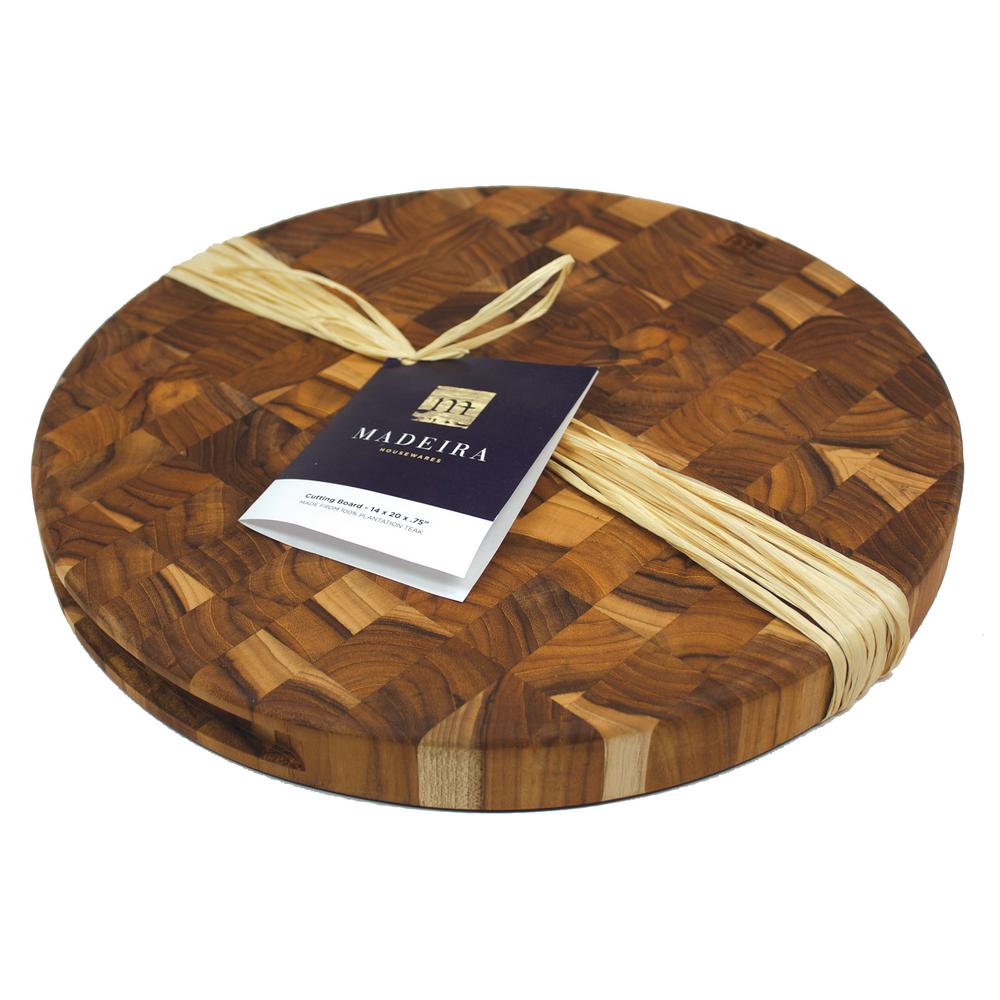 Madeira Architec Teak End Grain Round Large Chop Block 1032 The Madeira Architec Teak End Grain Round Large Chop Block