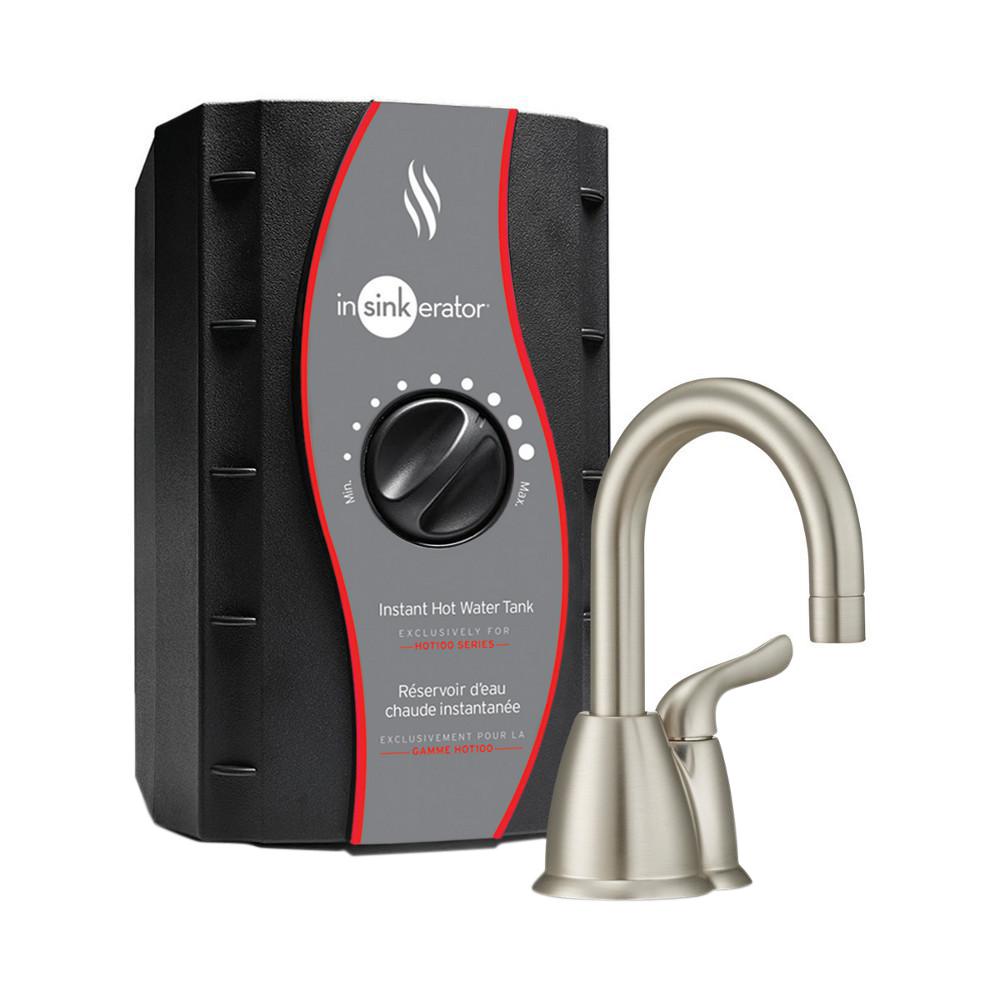 InSinkErator Invite HOT150 Single-Handle Instant Hot Water Dispenser Faucet with Hot Water Tank in Satin Nickel