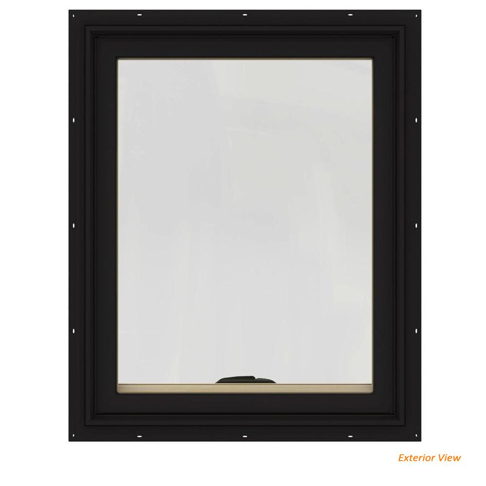 JELD-WEN 24 in. x 24 in. W-2500 Series Black Painted Clad Wood Awning ...