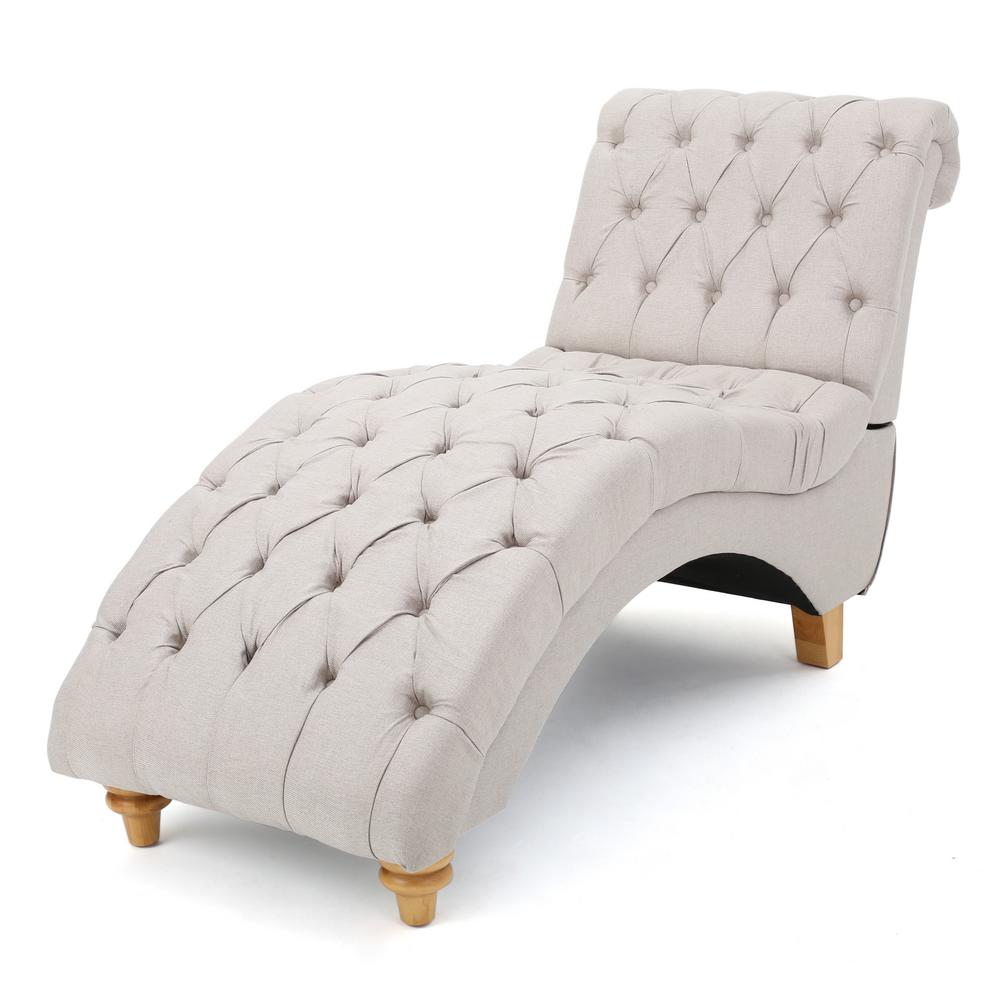 Noble House Beige Tufted Fabric Chaise Lounge-300332 - The ...