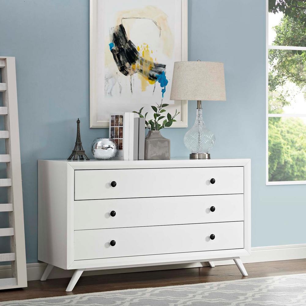 Modway Tracy 3 Drawer White Wood Dresser Mod 5241 Whi The Home Depot Modway Tracy 3 Drawer White Wood Dresser