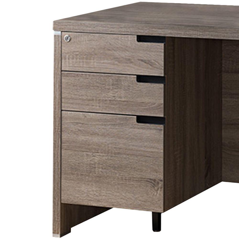 Benjara 30 In Dark Taupe Brown Wooden Desk With Locking Drawers Dark Taupe Brown Wooden Desk