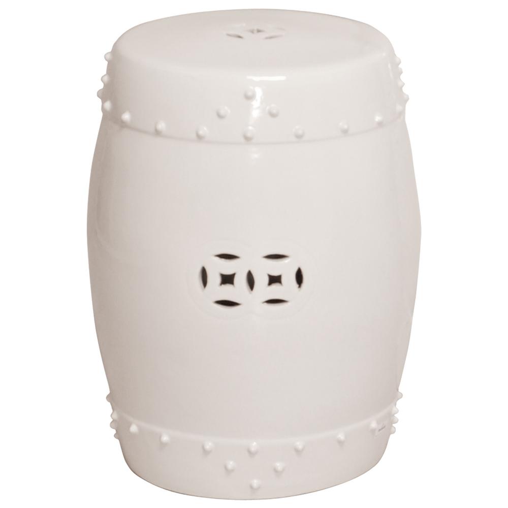 Emissary Large White Drum Ceramic Garden Stool 1255wt The Home Depot