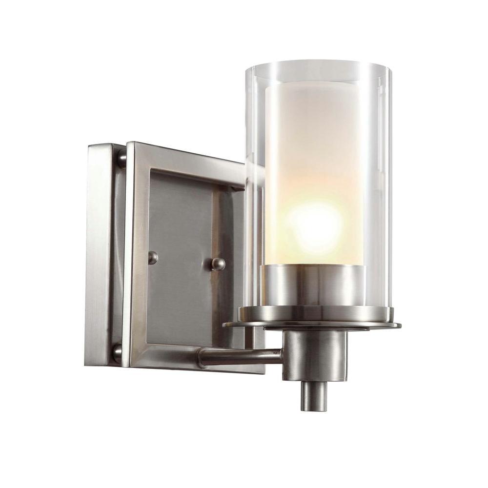 UPC 736916591850 product image for Bel Air Lighting Cabernet Collection 1-Light Brushed Nickel Sconce with Frosted  | upcitemdb.com