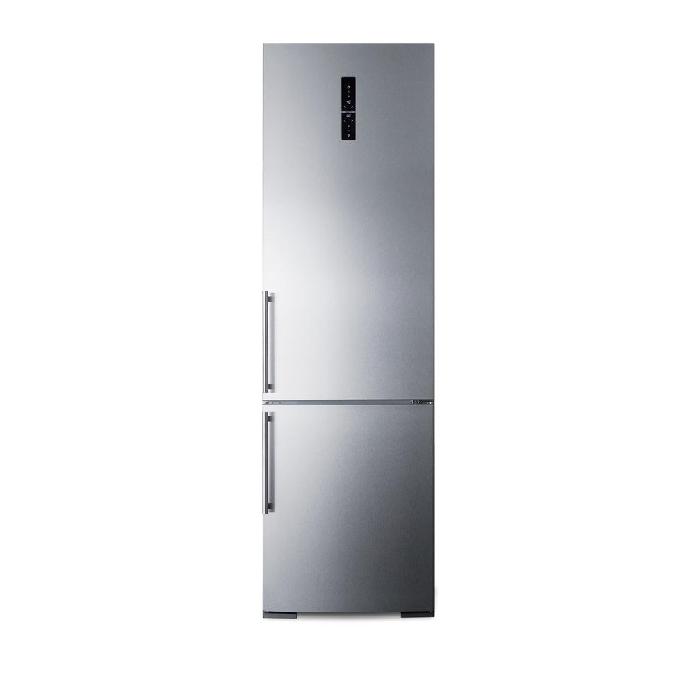 Summit Appliance 24 In W 12 8 Cu Ft Bottom Freezer Refrigerator In Stainless Steel Counter Depth Ffbf181es The Home Depot