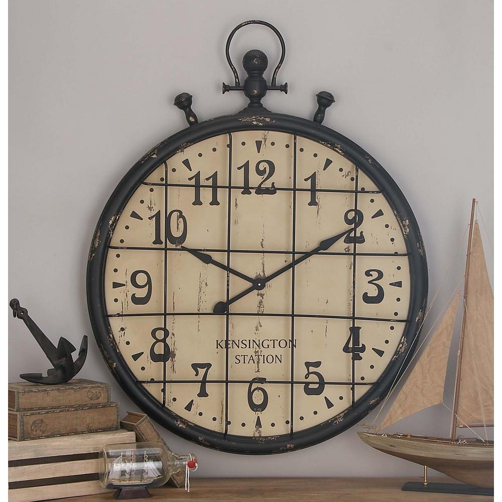 Litton Lane 50 In X 39 Clic Train Station Wall Clock Clic Train Station Wall Clock In Distressed