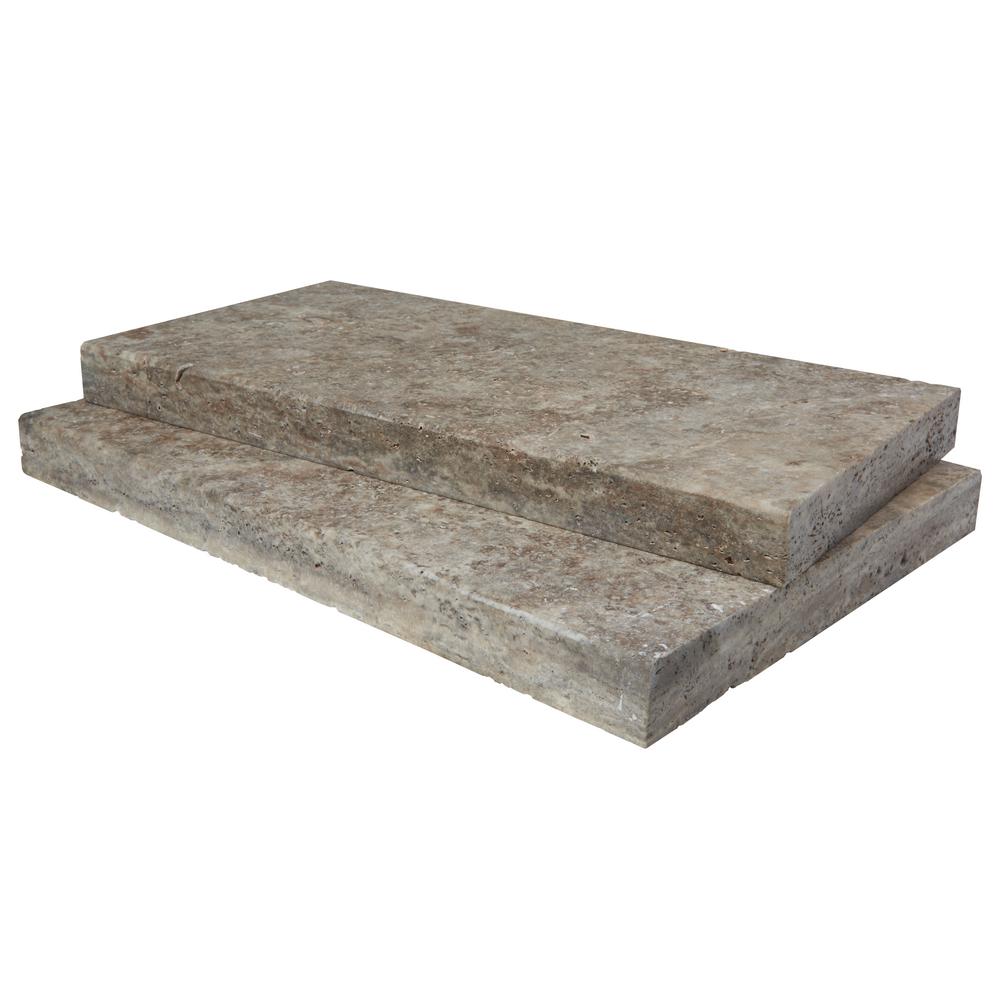 MSI Silver 16 in. x 24 in. Gray Travertine Pool Coping (10Piece 26.7