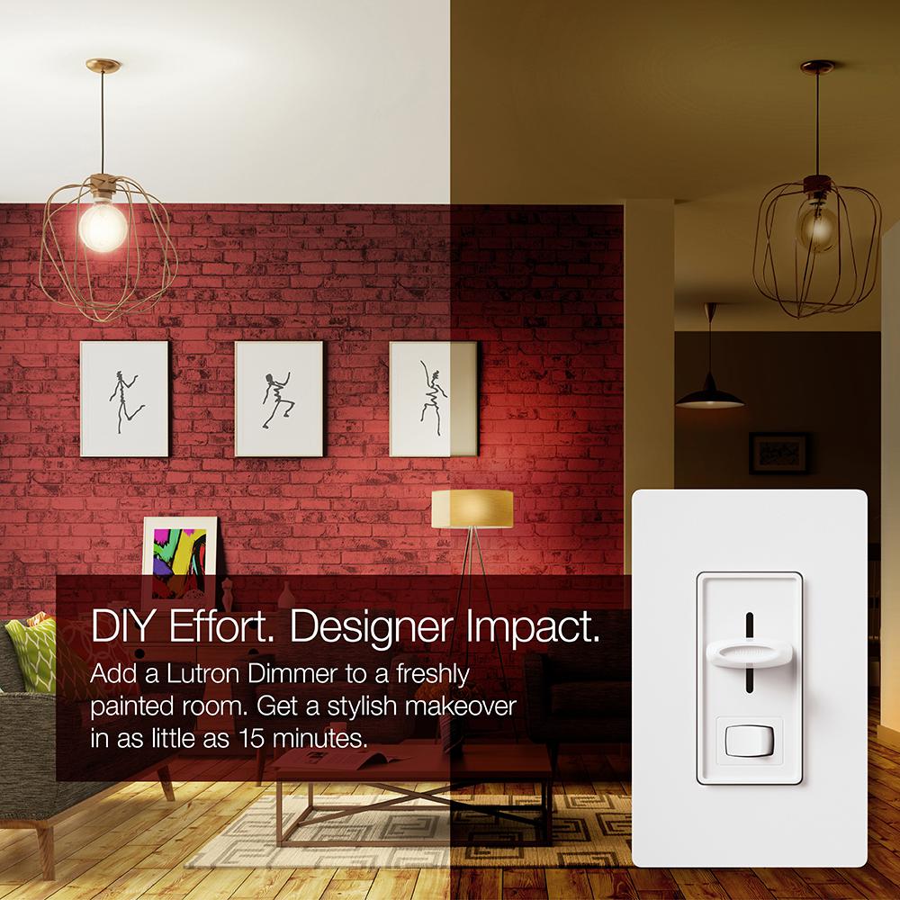 Lutron Skylark Led Dimmer Switch For Dimmable Led Halogen And Incandescent Bulbs Single Pole Or 3 Way White 3 Pack Scl 153pr 3 Wh The Home Depot