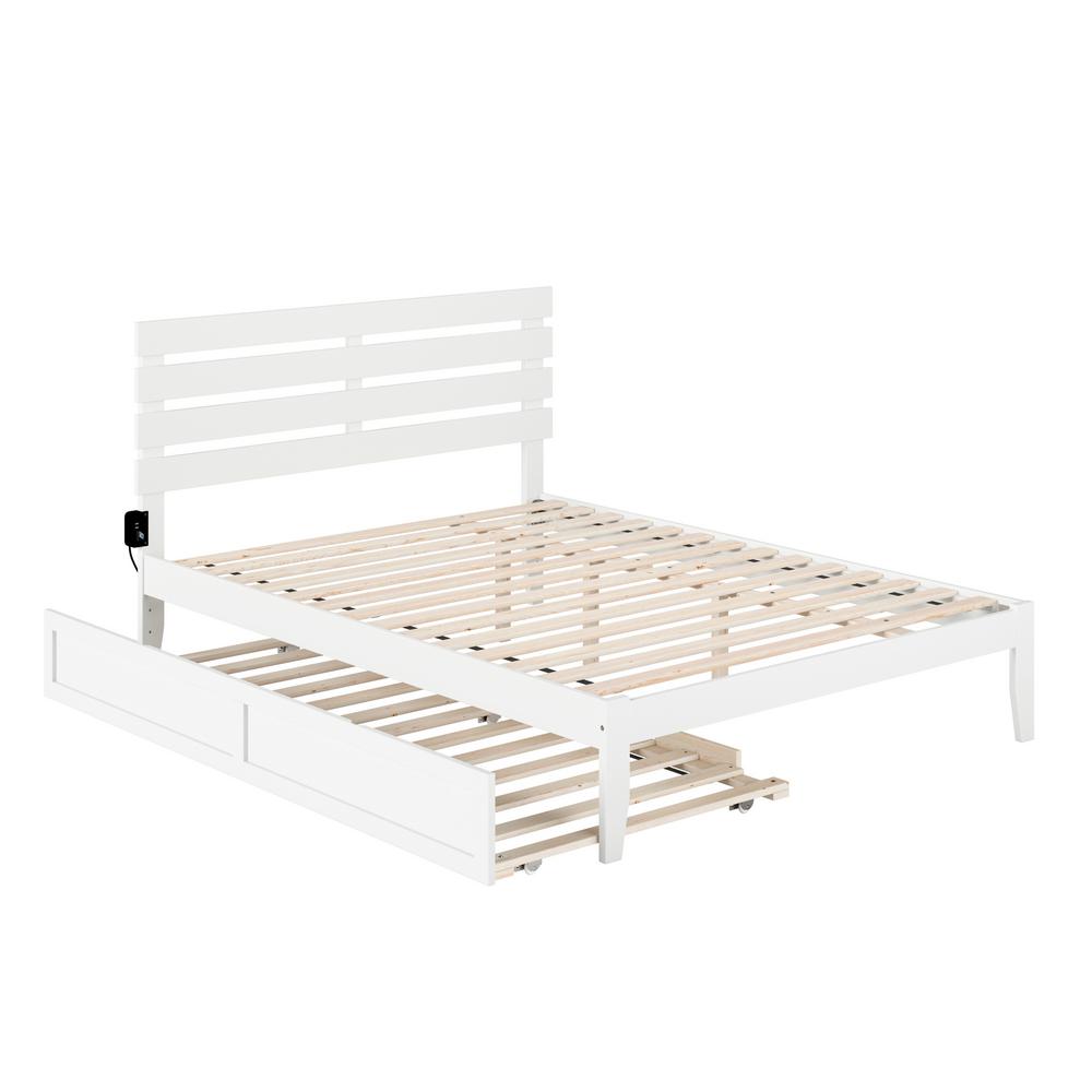Atlantic Furniture Oxford Queen Bed With Usb Turbo Charger And Twin Extra Long Trundle In White Ag8311142 The Home Depot Atlantic Furniture Oxford Queen Bed, White Trundle Bed Queen