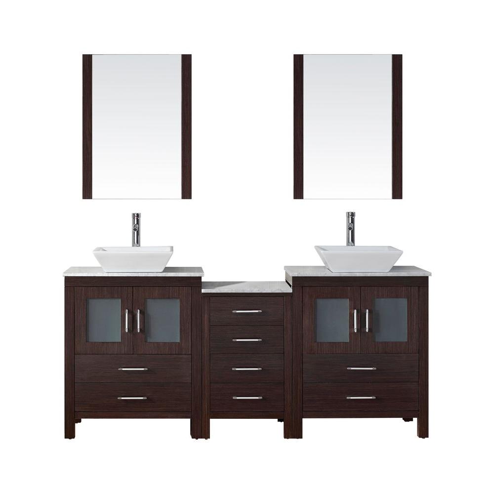 23 25 In Double Sink Bathroom Vanities Bath The Home Depot Dior 67 In W Bath Vanity Espresso With Marble Top White
