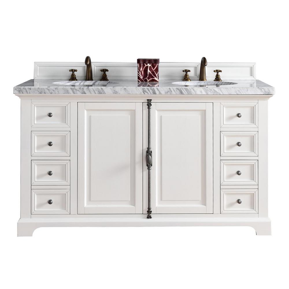 James Martin Signature Vanities Providence 60 In W Double Vanity James Martin Signature Vanities Providence 60 In W Double Vanity Cottage White With Marble