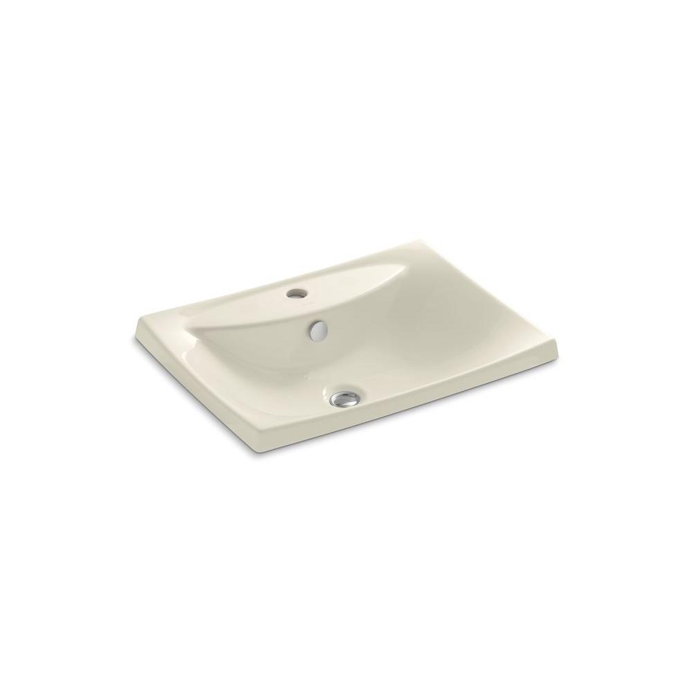 KOHLER Escale DropIn Ceramic Bathroom Sink in Almond with Overflow