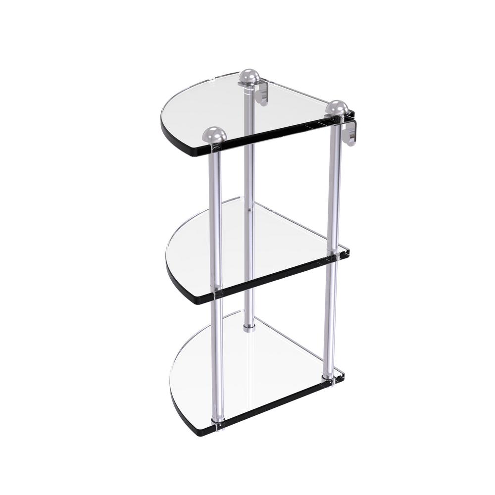 Allied Br 8 In Three Tier Corner Gl Shelf Satin Chrome Rc Three Tier Corner Gl Shelf In Satin Chrome