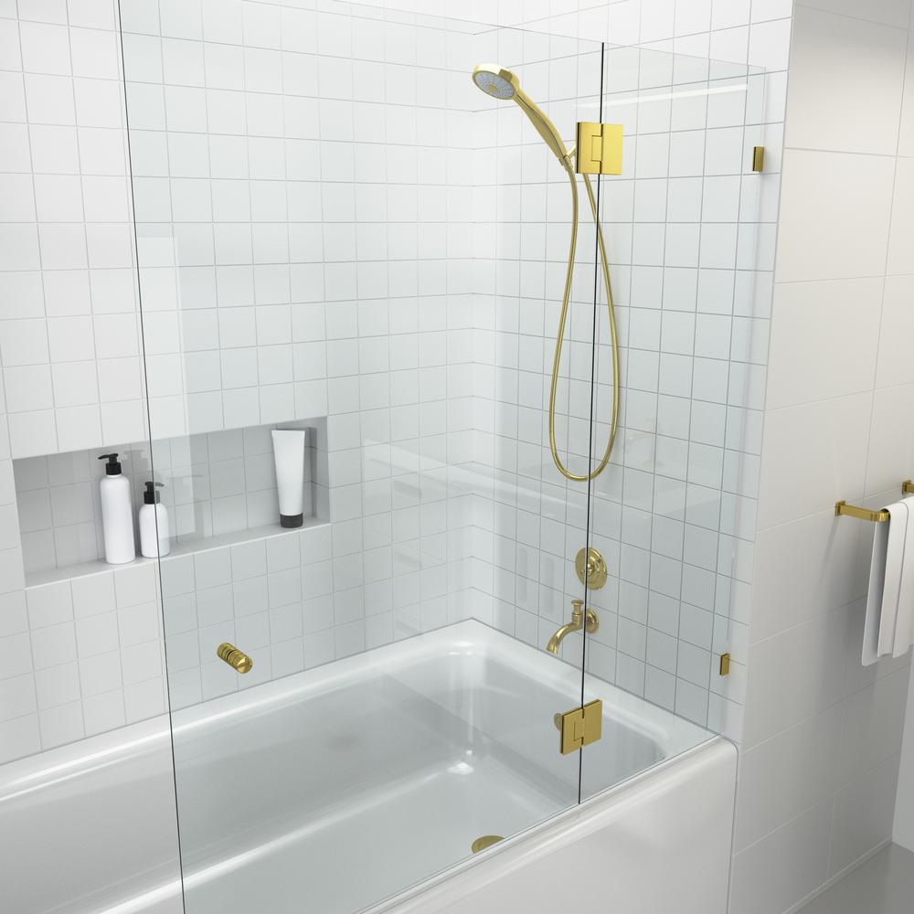 Glass Warehouse 48.5 in. x 58 in. Frameless Glass Hinged Bathtub Door