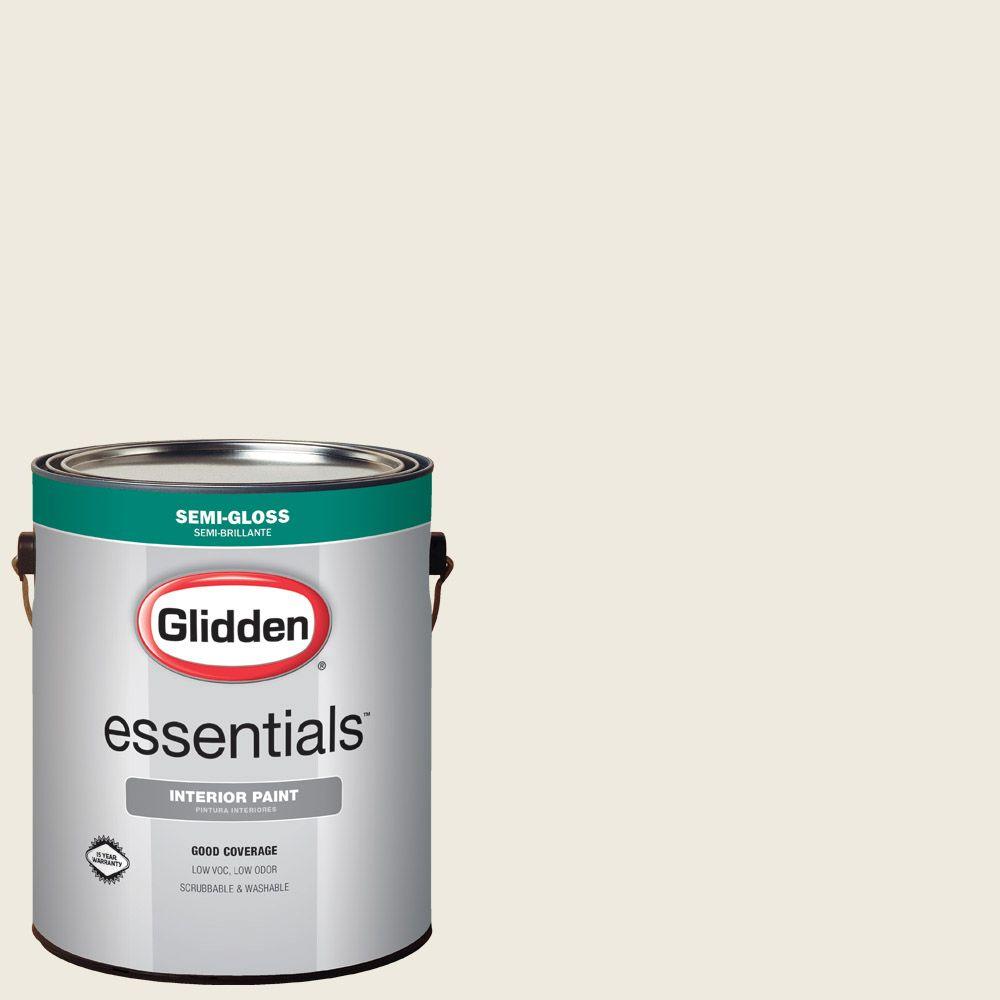 Glidden Essentials 1 gal. HDGWN30 Parchment White SemiGloss Interior PaintHDGWN30E01SN The