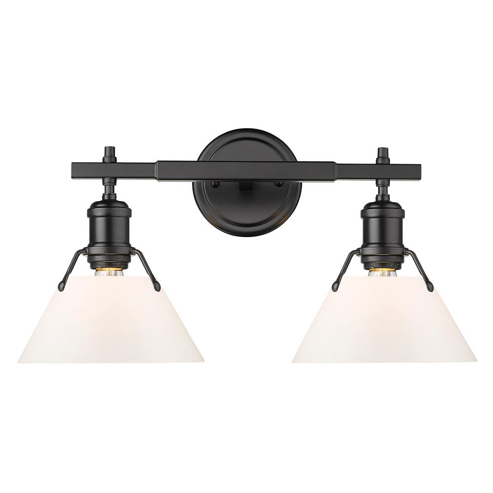 Golden Lighting Orwell 4.875 in. 2Light Matte Black Vanity Light3306