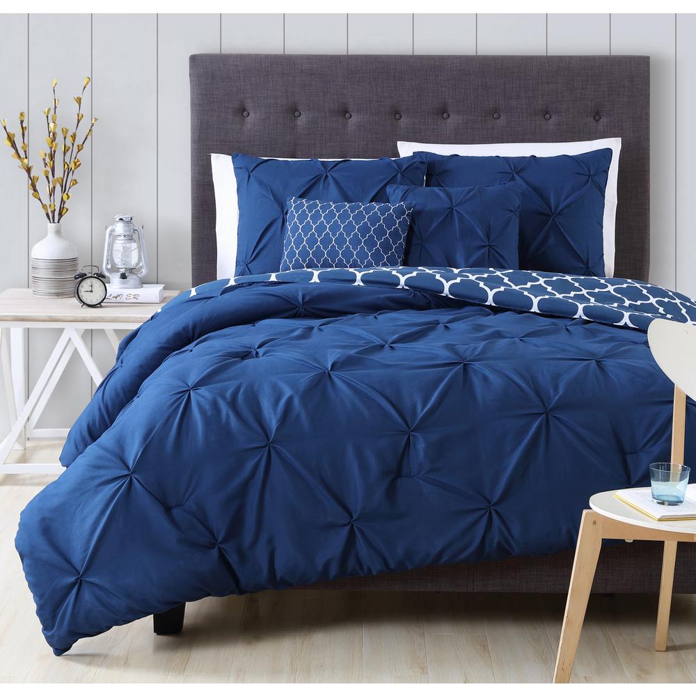 Geneva Home Fashion Madrid 5 Piece Navy King Comforter Set