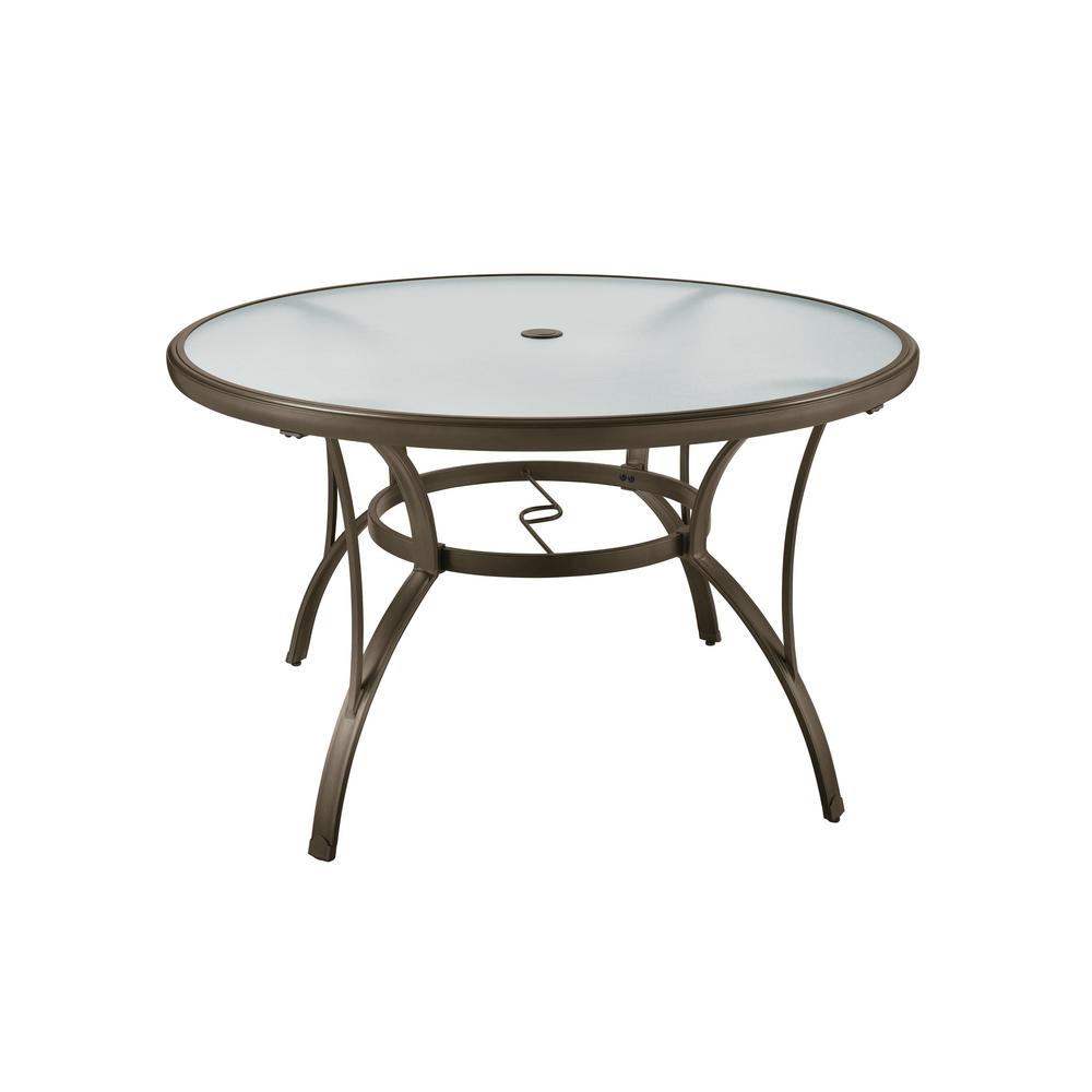 Hampton Bay Commercial Grade Aluminum Brown Round Outdoor Patio