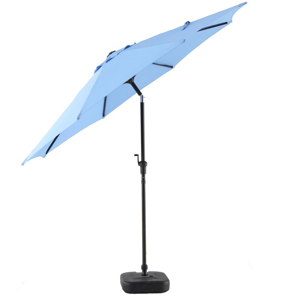 9 Hampton Bay Market Umbrellas Patio The Home Depot 9 Ft Steel Patio Umbrella In Periwinkle