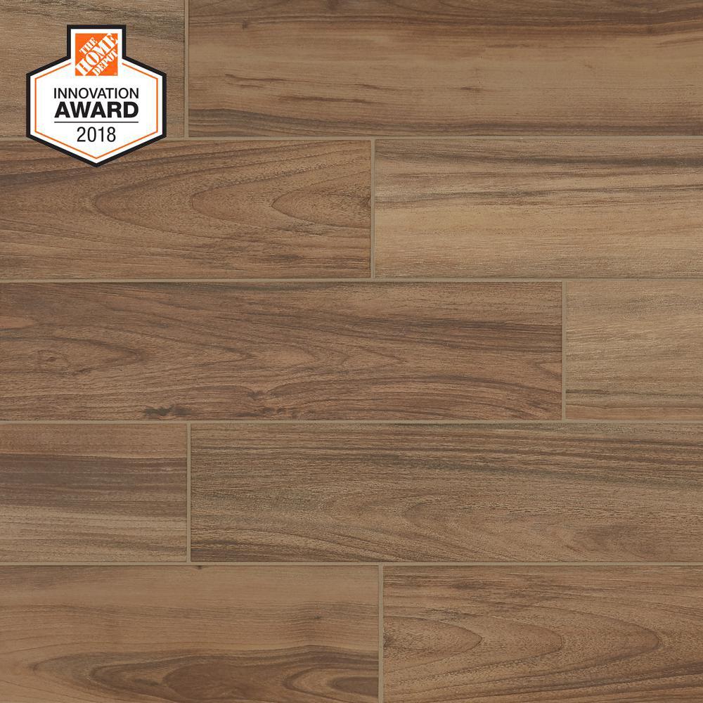 Toffee Wood 6 In X 24 In Glazed Porcelain Floor And Wall Tile 14 55 Sq Ft Case