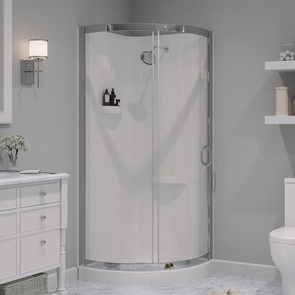 Durastall 32 in. x 32 in. x 75 in. Shower Stall with Standard Base in