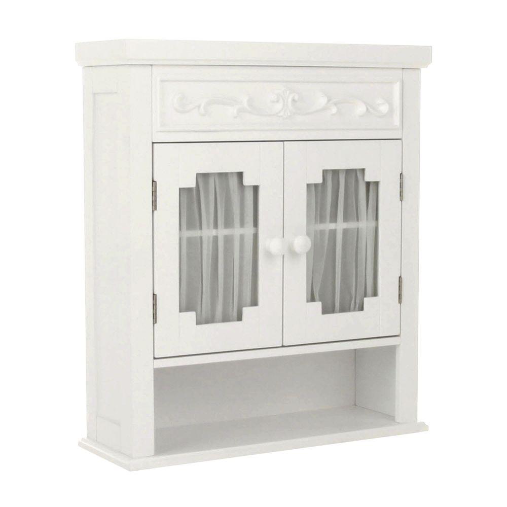 Elegant Home Fashions Drapery 21 In W X 24 1 10 In H X 7 In D Bathroom Storage Wall Cabinet In White Hd17015 The Home Depot